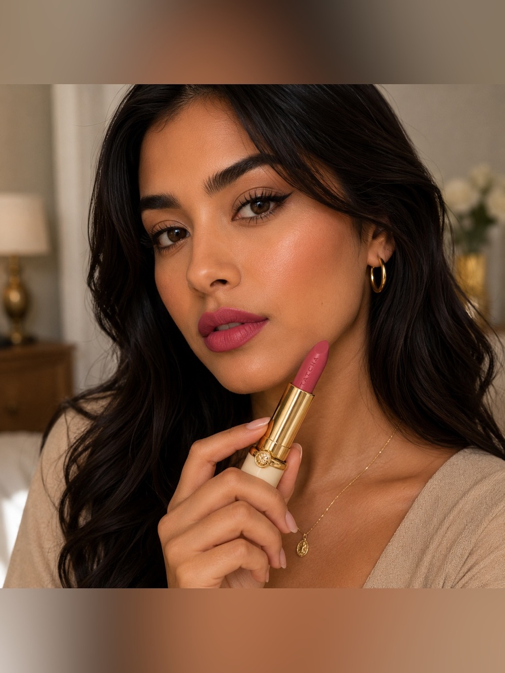 TATCHA Sunrise A Plum Blossom 23k Gold Lipstick New in Box Limited Edition